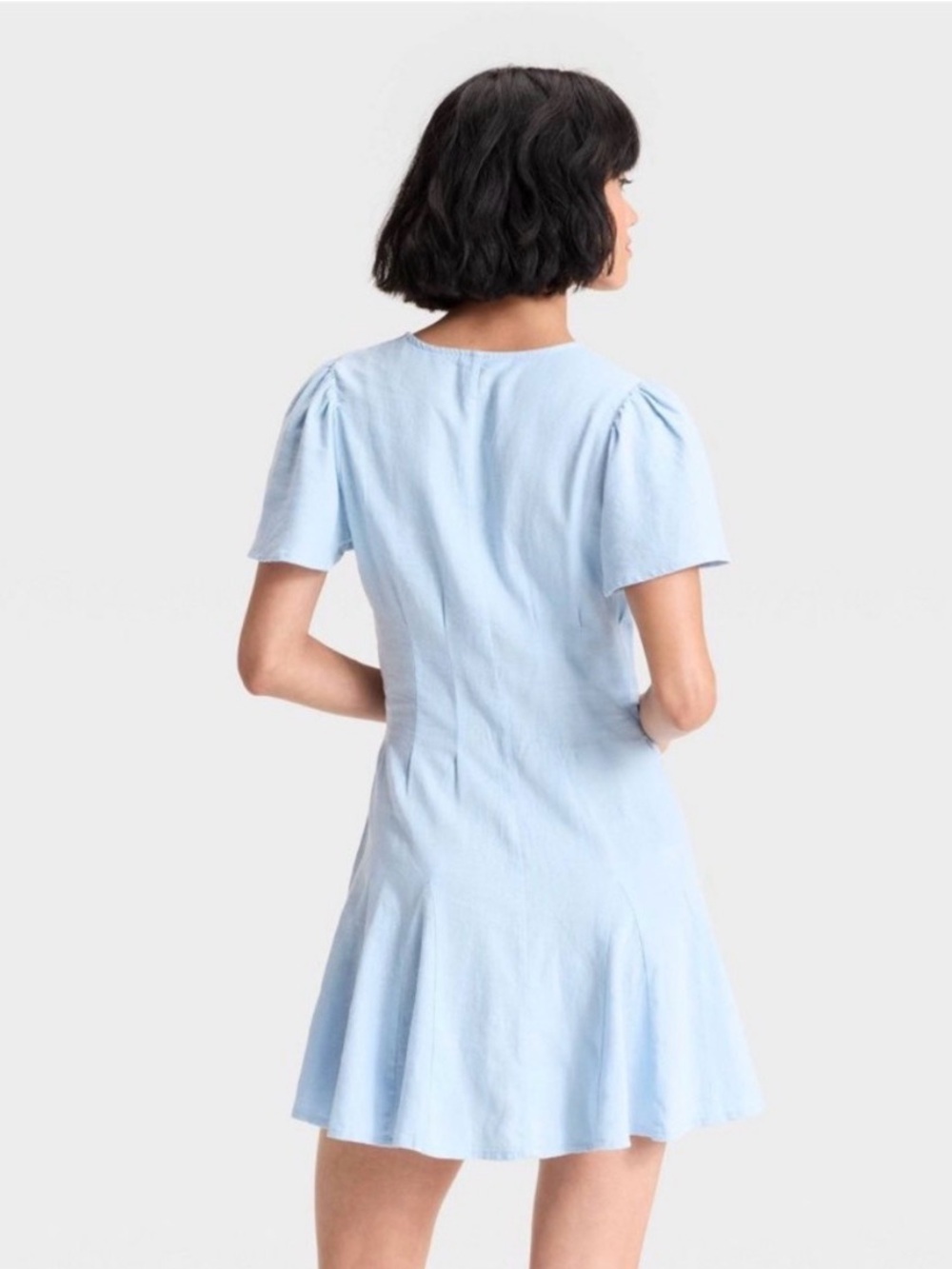 Universal Thread Light Blue Button-Front Ruffle Sleeve Dress - Picture 3 of 9
